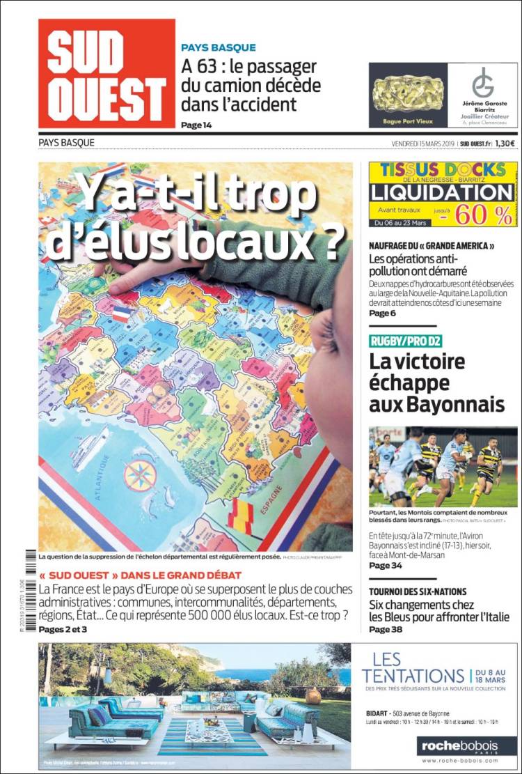 Portada de Sud Ouest (Francia)