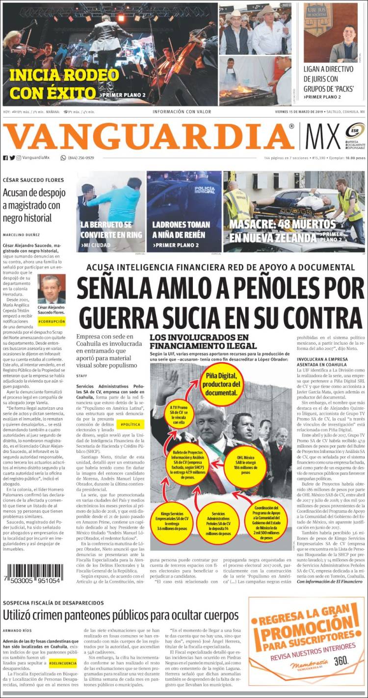 Portada de Vanguardia (M&eacute;xico)