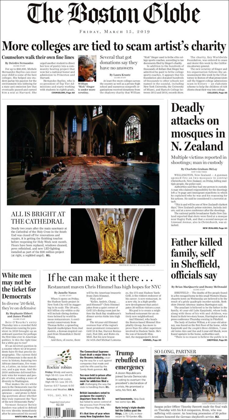 Portada de Boston Globe (USA)