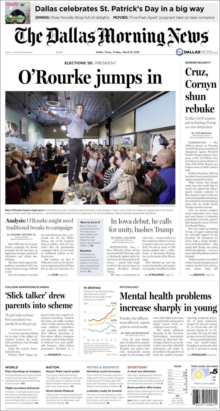 Portada de Dallas Morning News (USA)