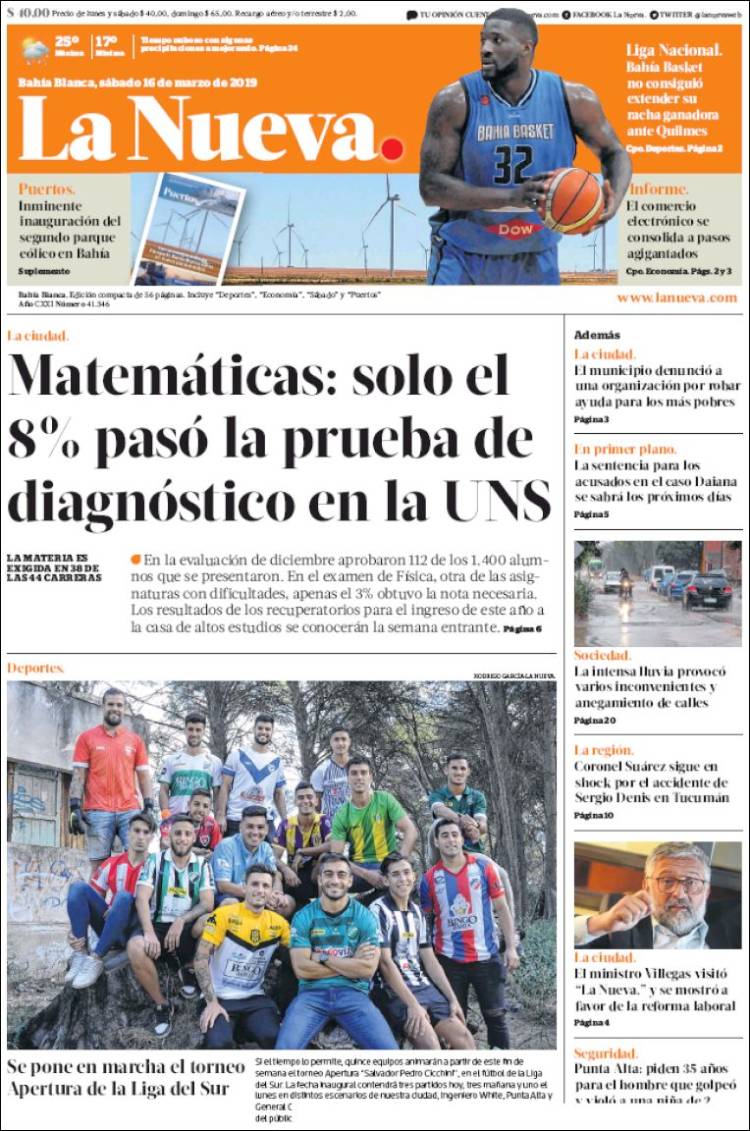 Portada de La Nueva Provincia (Argentina)