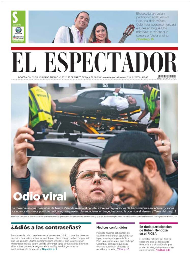 Portada de El Espectador (Colombia)