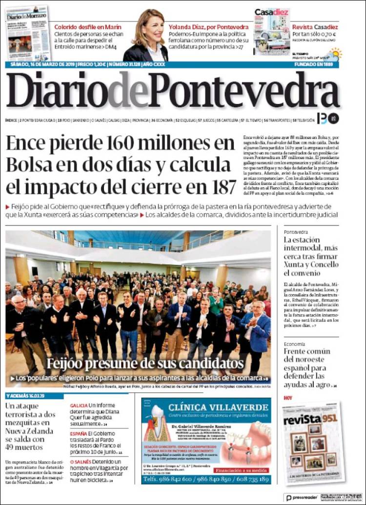 Portada de Diario de Pontevedra (España)