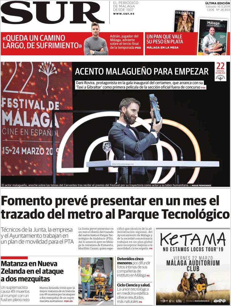 Portada de Diario el Sur (España)