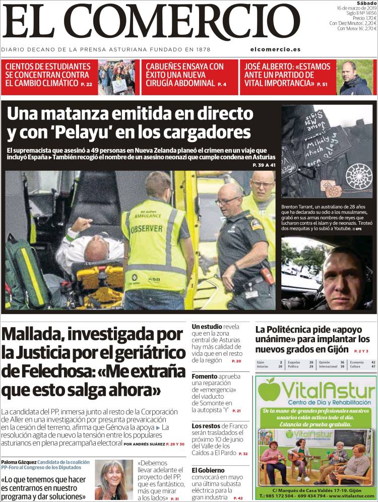 Portada de El Comercio (España)