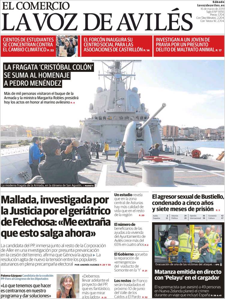 Portada de El Comercio - Avilés (España)