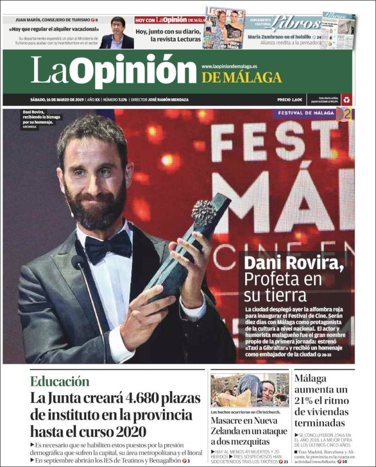 Portada de La Opinión de Málaga (España)