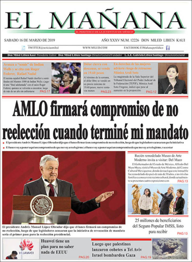 Portada de El Mañana de Toluca (Mexico)