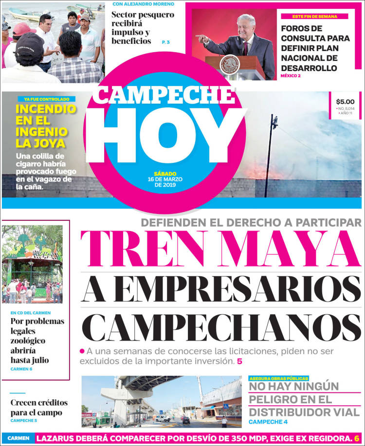 Portada de Campeche Hoy (M&eacute;xico)