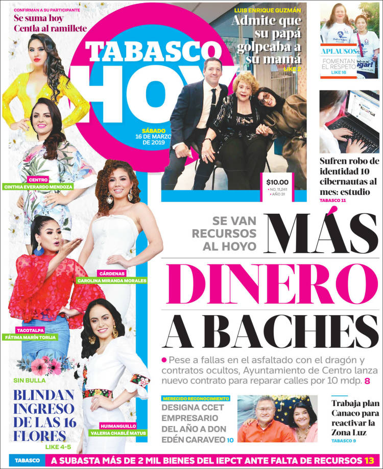 Portada de Tabasco Hoy (M&eacute;xico)