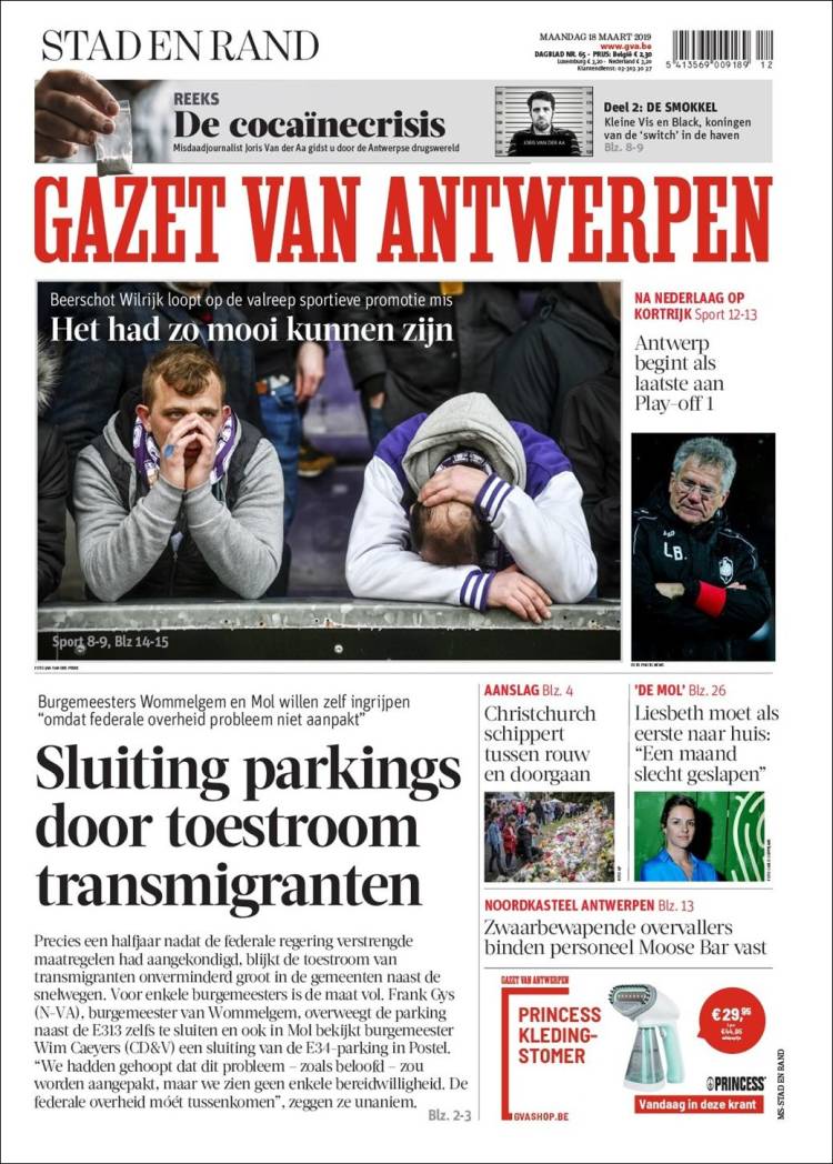 Portada de Gazet van Antwerpen (B&eacute;lgica)