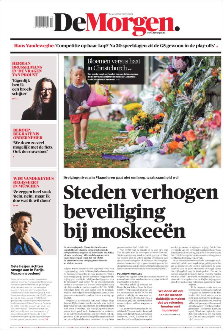 Portada de De Morgen (B&eacute;lgica)