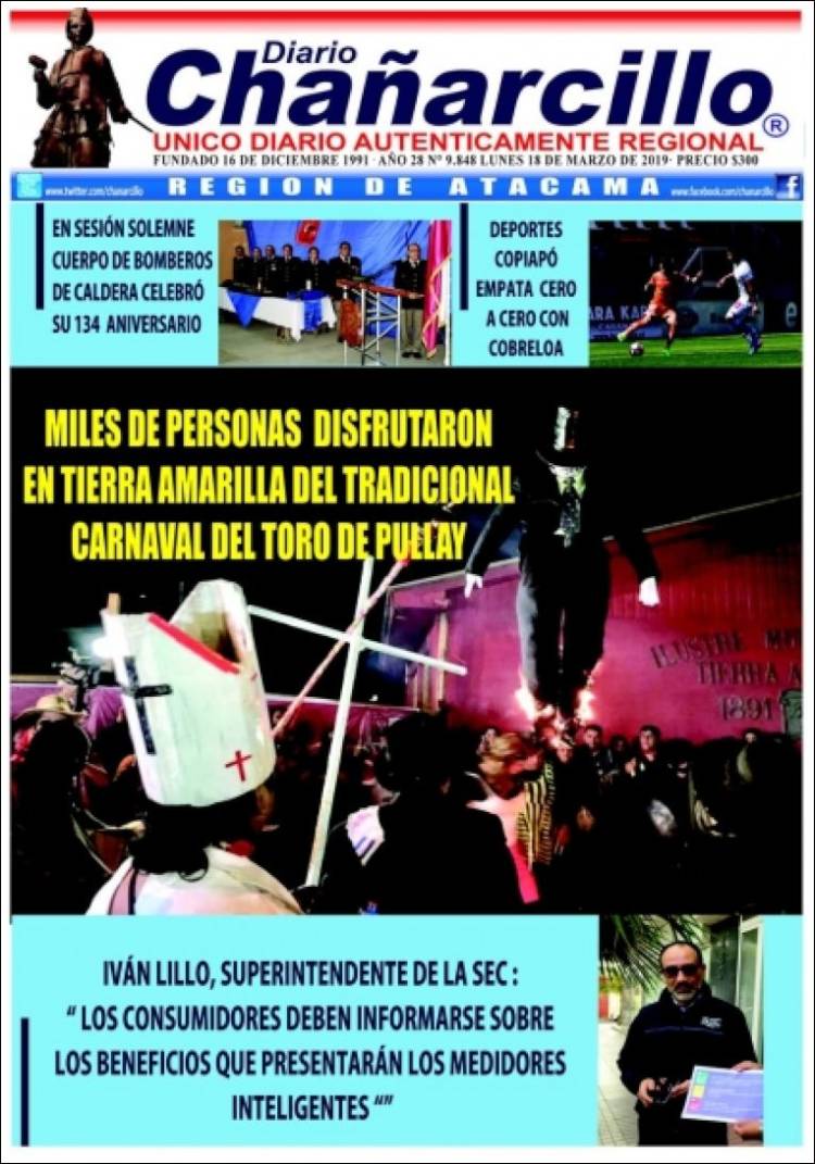 Portada de Diario Chañarcillo (Chile)