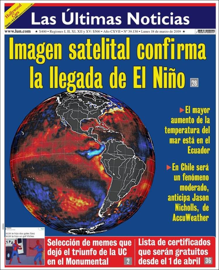Portada de Las Últimas Noticias (Chile)