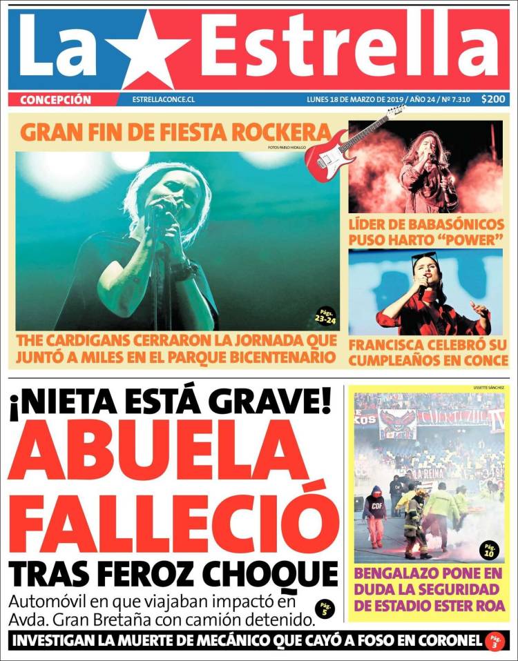 Portada de La Estrella de Concepción (Chile)
