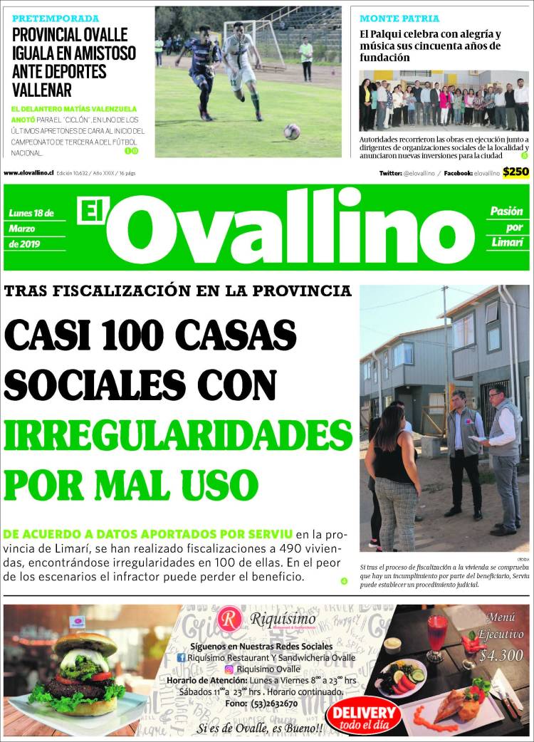 Portada de El Ovallino (Chile)