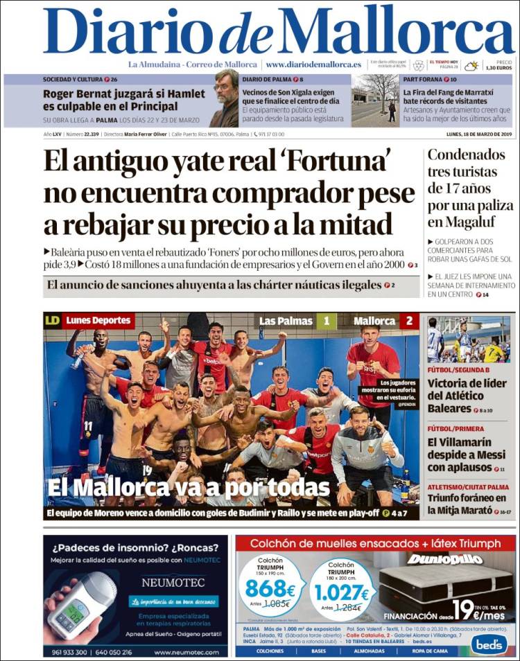 Portada de Diario de Mallorca (España)