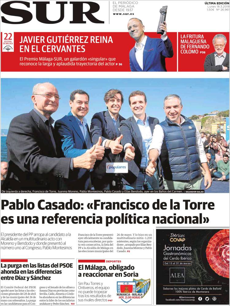 Portada de Diario el Sur (España)