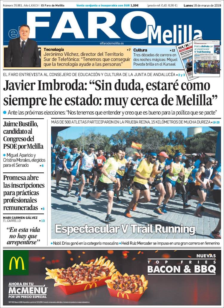 Portada de El Faro de Melilla (Spain)