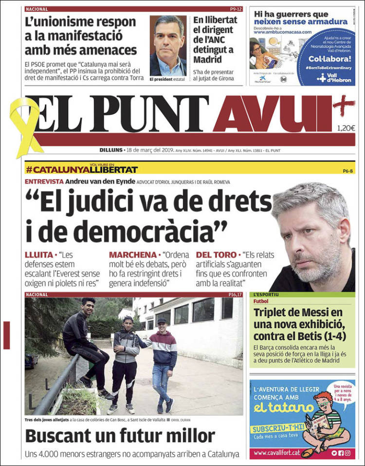 Portada de El Punt Avui (España)