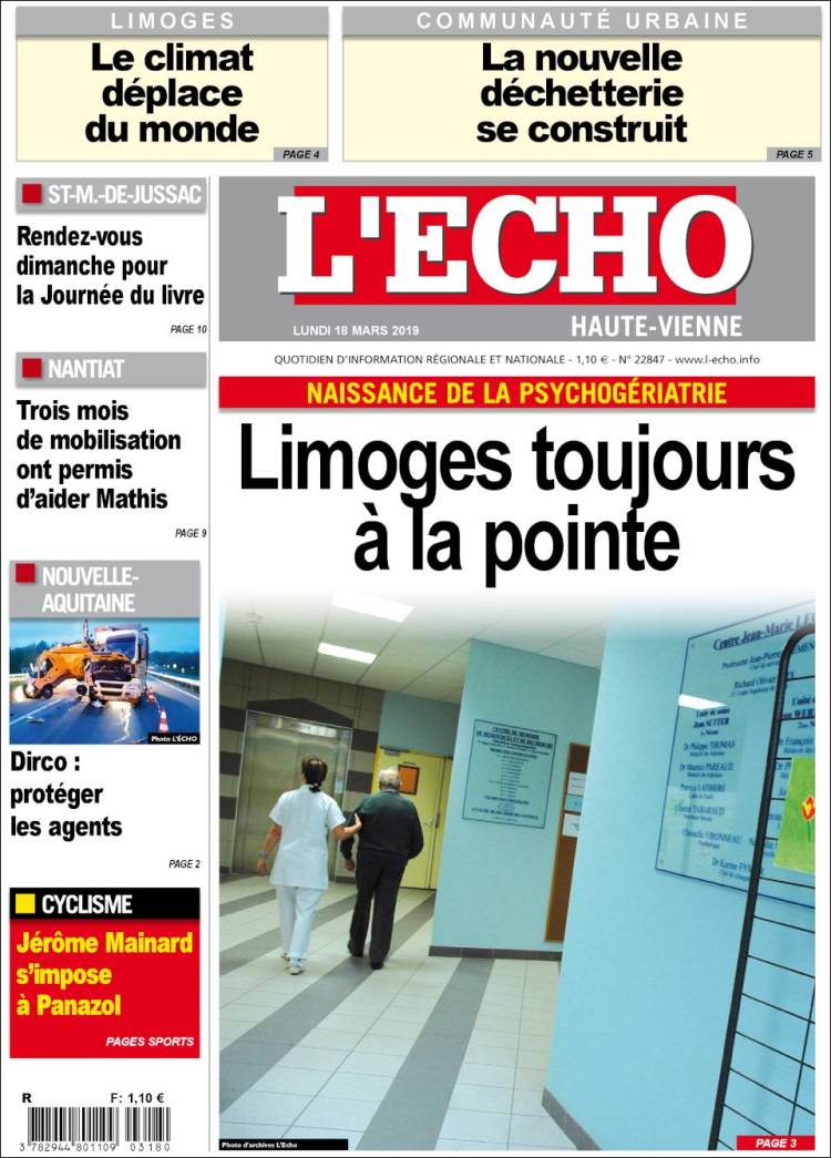 Portada de L'Echo de la Haute-Vienne (Francia)