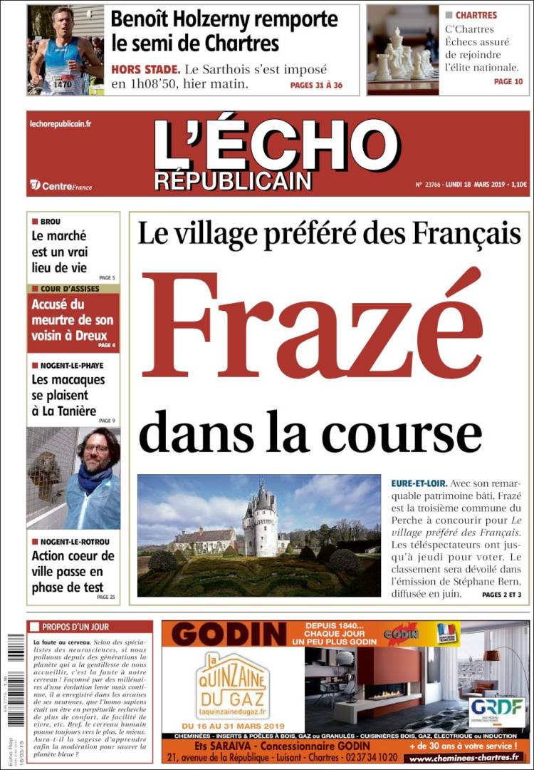 Portada de L'Echo Républicain (Francia)