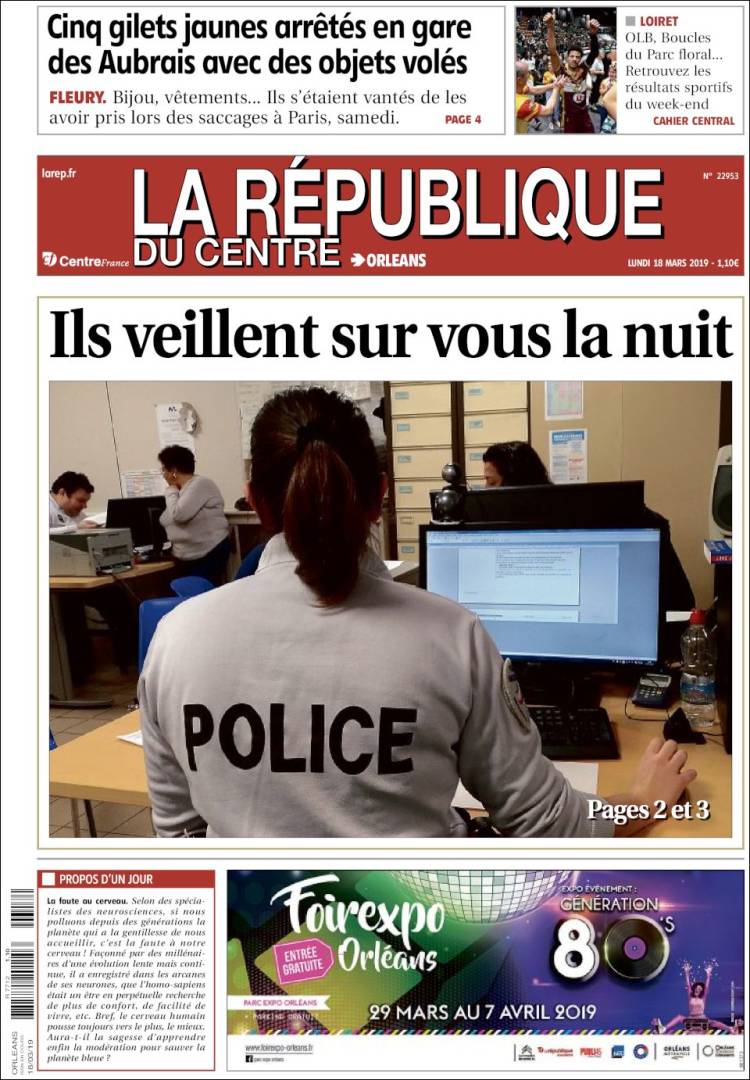 Portada de La République du Centre (Francia)