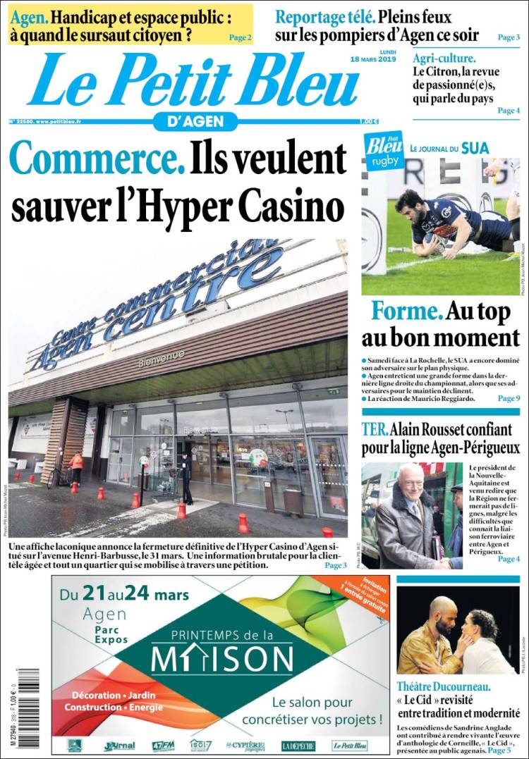 Portada de Le Petit Bleu (Francia)