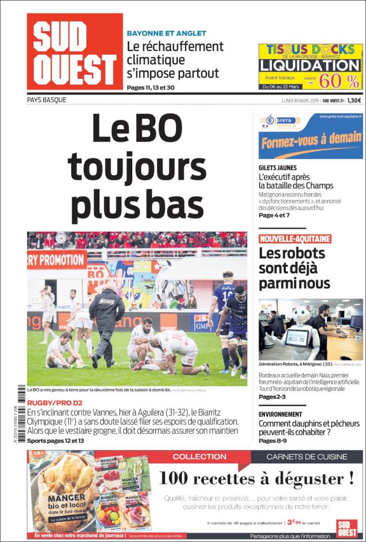 Portada de Sud Ouest (Francia)