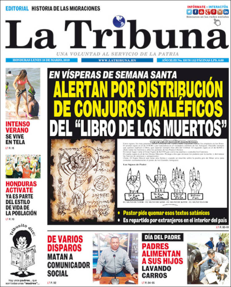Portada de La Tribuna (Honduras)