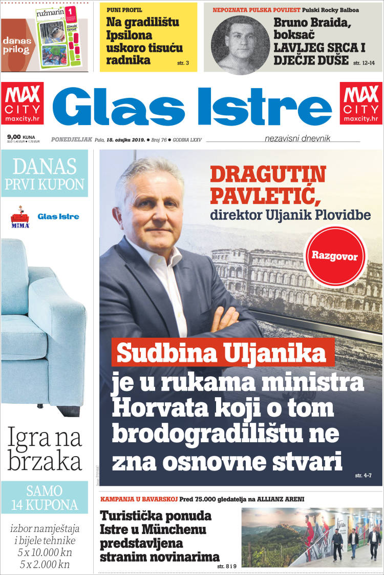 Portada de Glas Istre (Croacia)