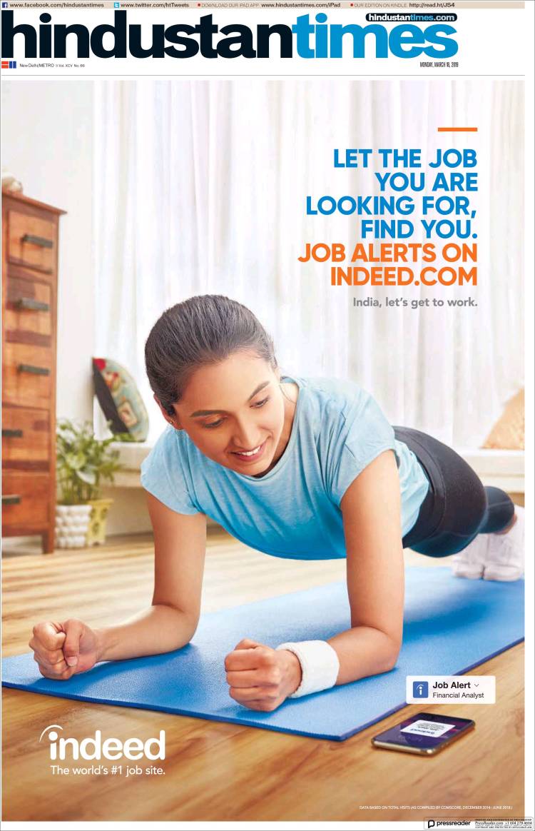 Portada de Hindustan Times (India)