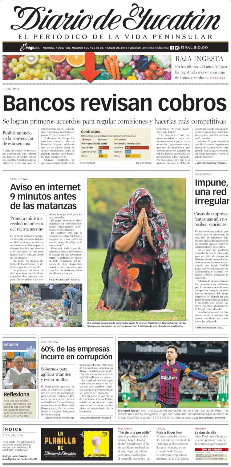 Portada de Diario de Yucatán (M&eacute;xico)