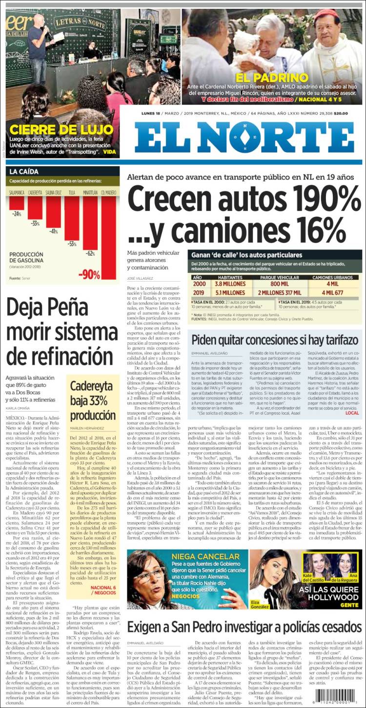Portada de El Norte (M&eacute;xico)