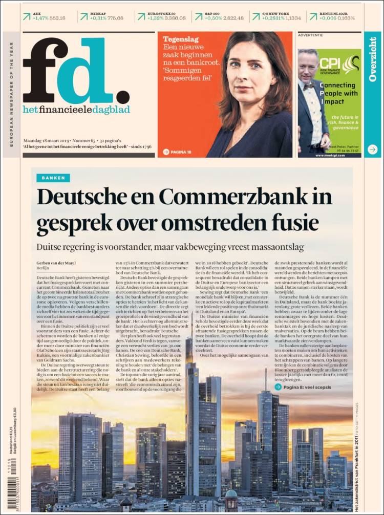 Portada de Het Financieele Dagblad (Pa&iacute;ses Bajos)