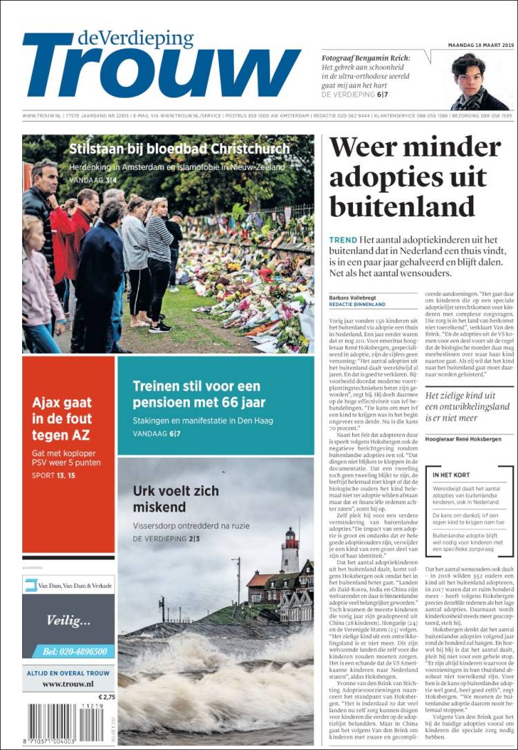 Portada de Trouw (Pa&iacute;ses Bajos)