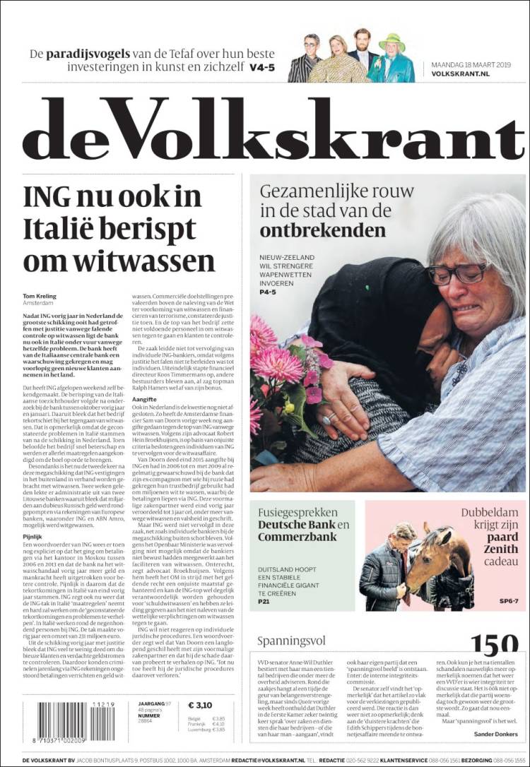 Portada de De Volkskrant (Pa&iacute;ses Bajos)