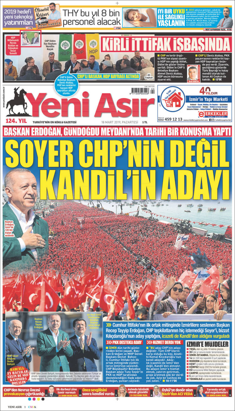 Portada de Yeni Asır (Turqu&iacute;a)