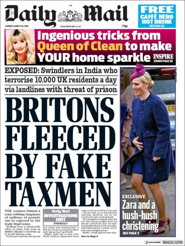 Portada de Daily Mail (Reino Unido)