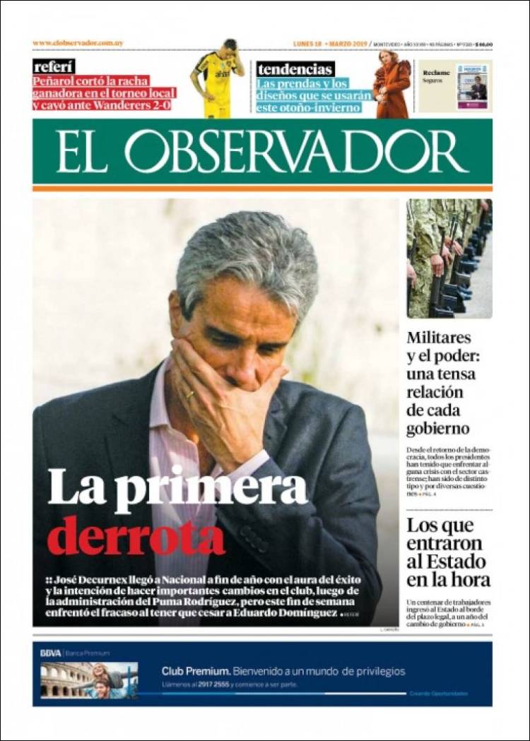 Portada de El Observador (Uruguay)
