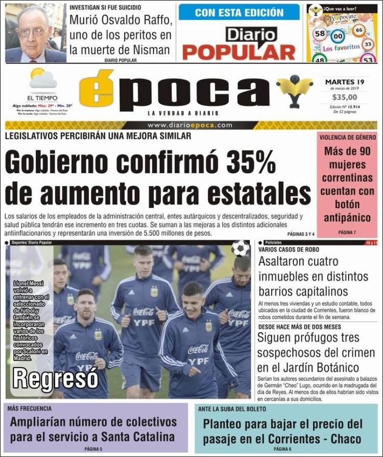 Portada de Diario Época (Argentina)