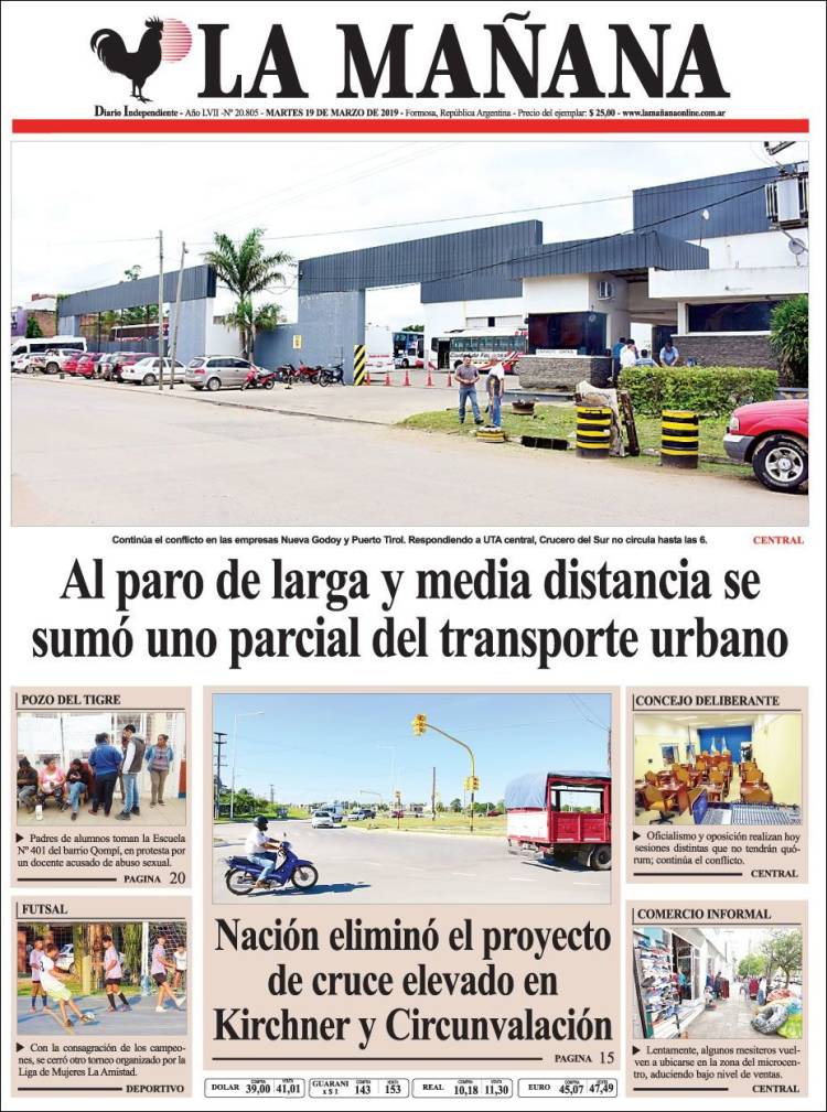 Portada de Diario La Mañana (Argentina)