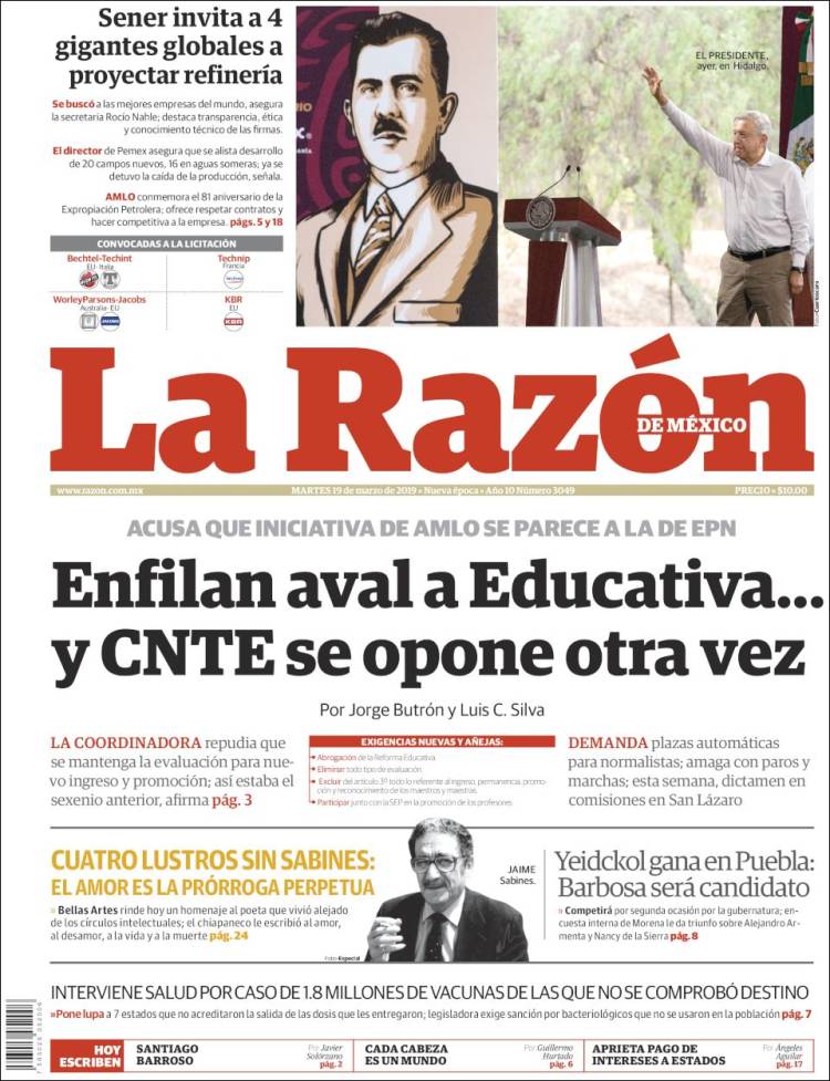 Portada de La Razón (México)