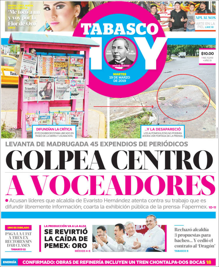 Portada de Tabasco Hoy (México)