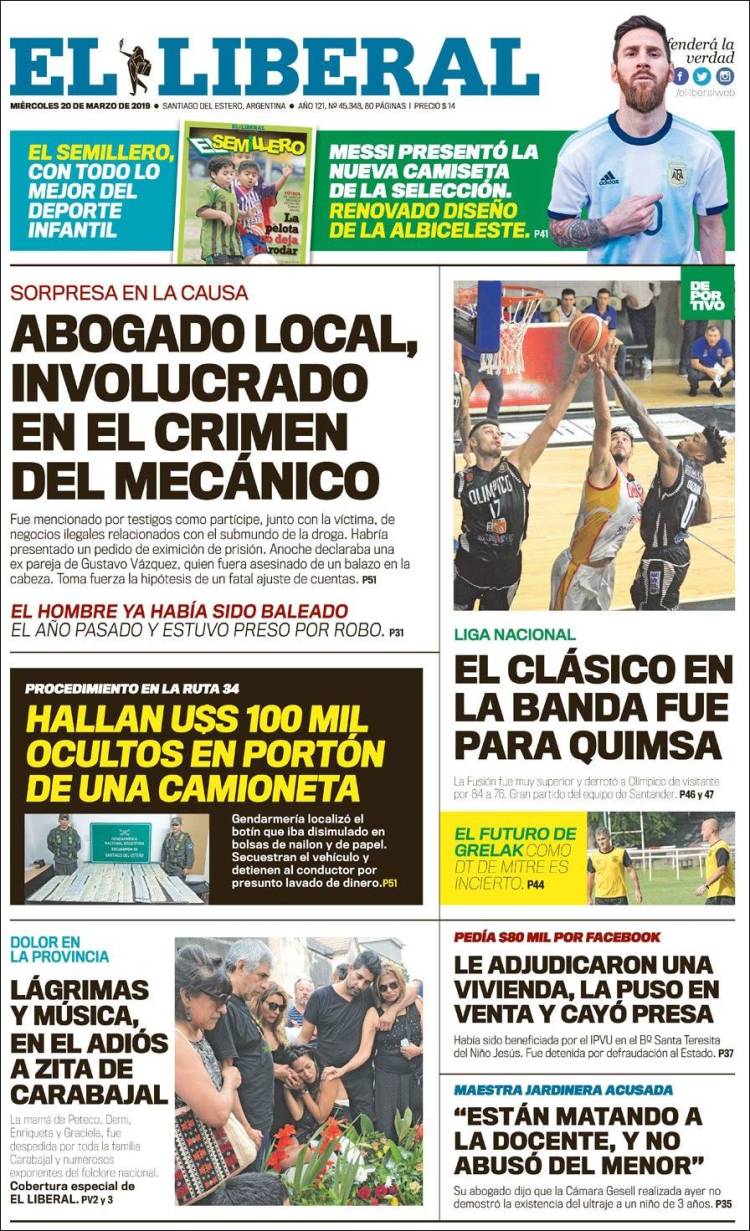 Portada de Diario El Liberal (Argentina)