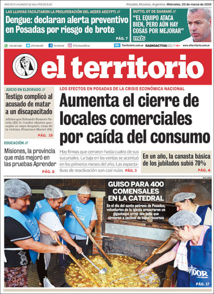 Portada de El Territorio (Argentina)