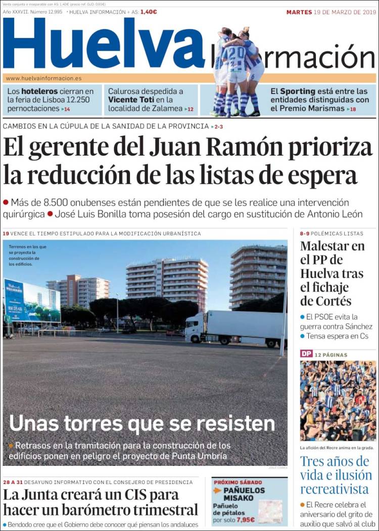 Portada de Huelva Información (España)