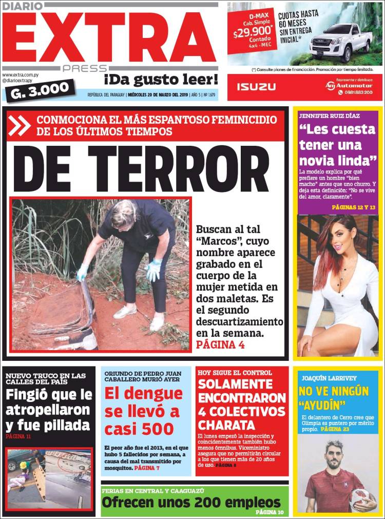 Portada de Diario Extra (Paraguay)