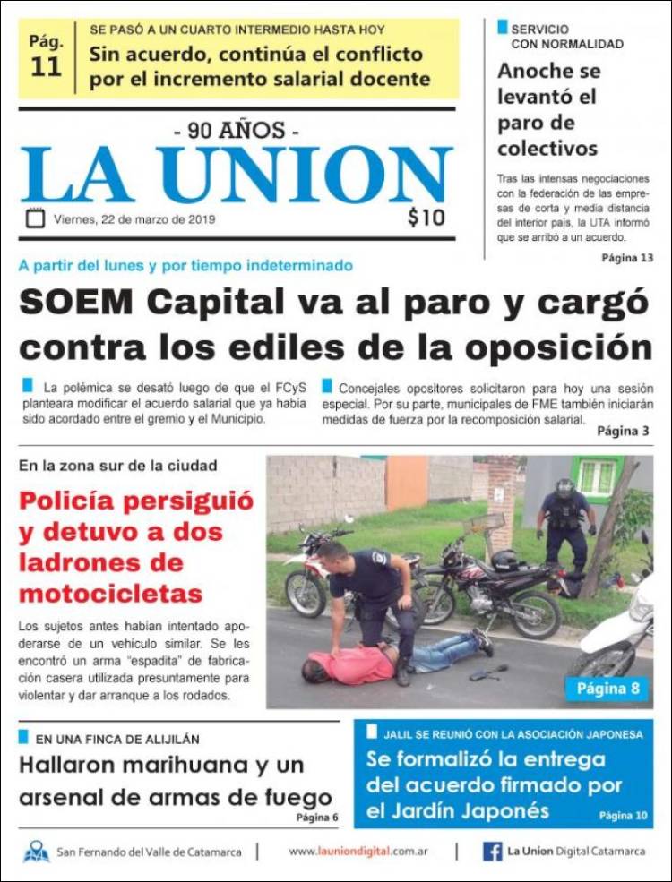 Portada de La Unión (Argentina)