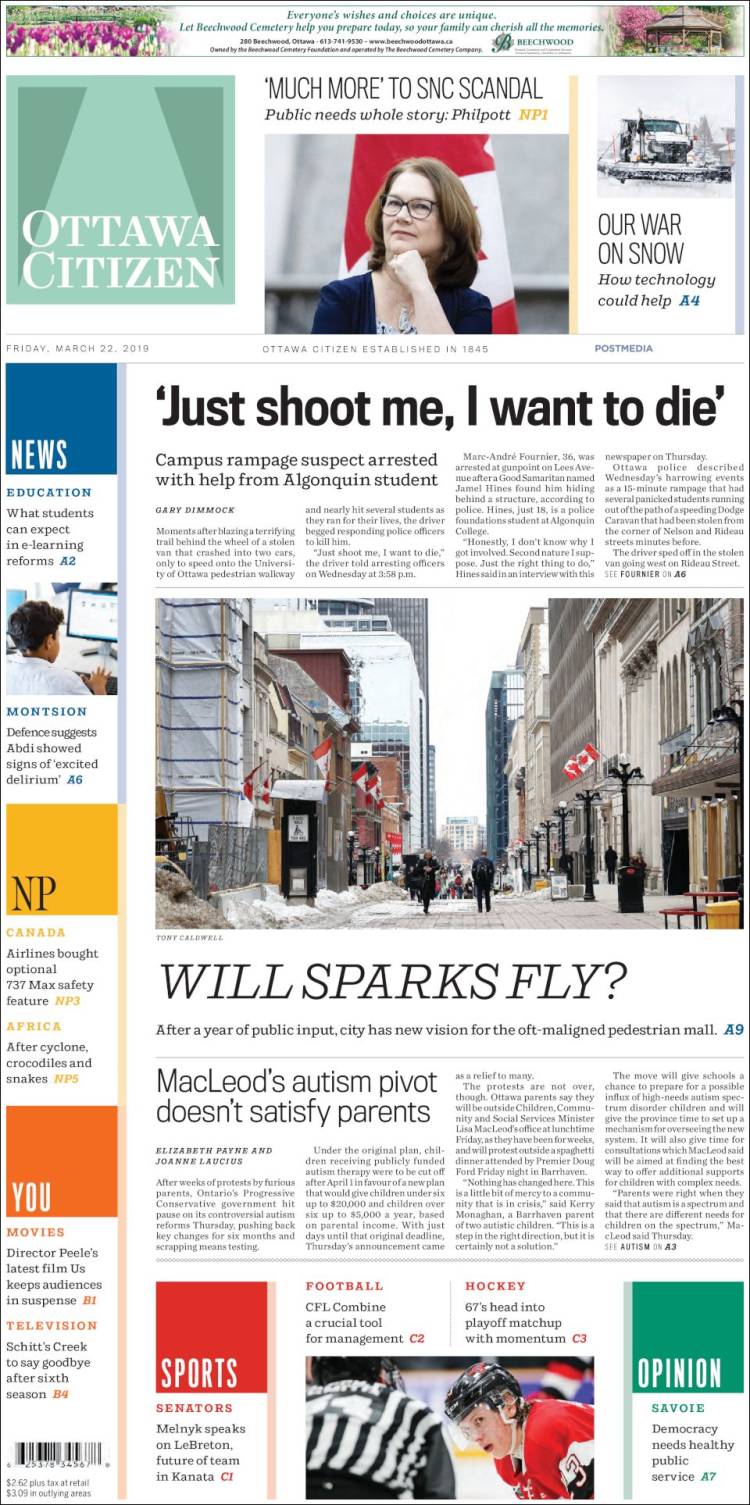 Portada de Ottawa Citizen (Canadá)